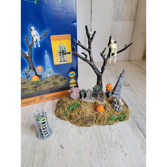 Lemax animated AS IS caged monster spooky town Village accessories Halloween - Picture 1 of 12